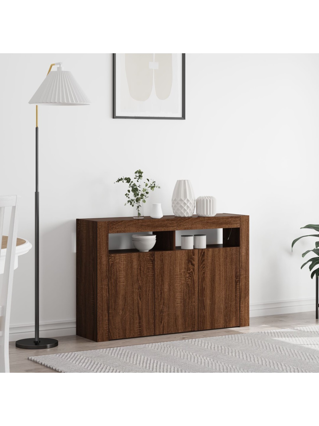 Pöytäkaappi ruskea tammi viilupuu 116 x 30 x 75 cm pöytäkaappi