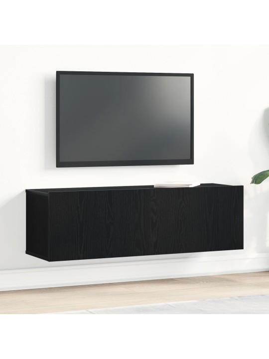 Musta tammi seinälle asennettava tv-kaappi 100x30x30 cm tehty keinotekoisesta puusta