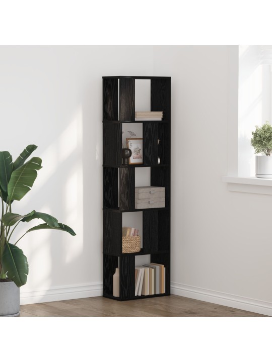 Kirjahylly 5-tasoa musta tammi 45x23,5x162,5 cm tekninen puu