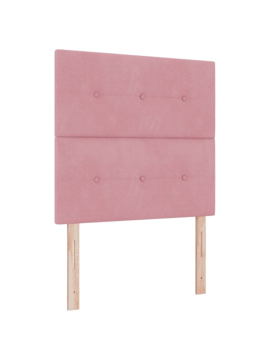 Sängynpääty nappituettu pinkki 90 cm sametti