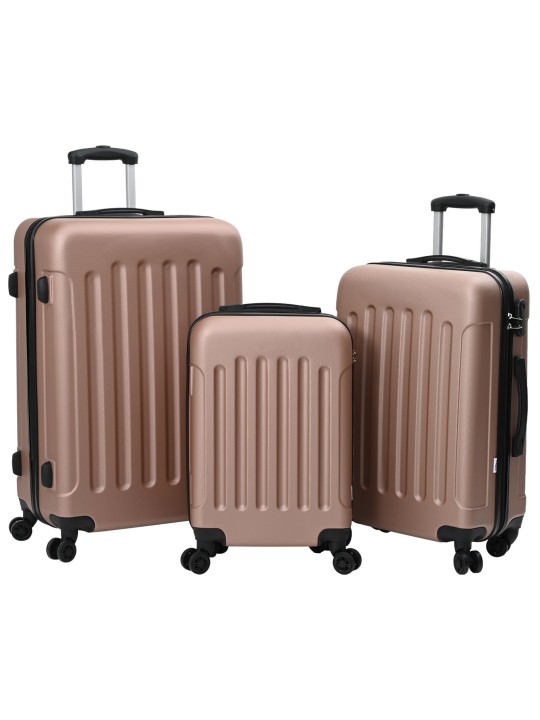 VidaXL Matkalaukkusetti 3 kpl Kovakuorinen Rose kultainen 20” 24” 28” ABS