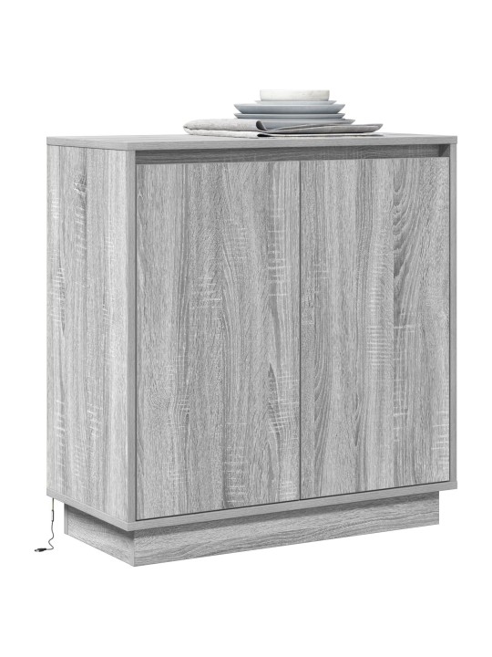 Sivupöytä led-valolla, harmaa sonoma, 71x34,5x75 cm, tekninen puu