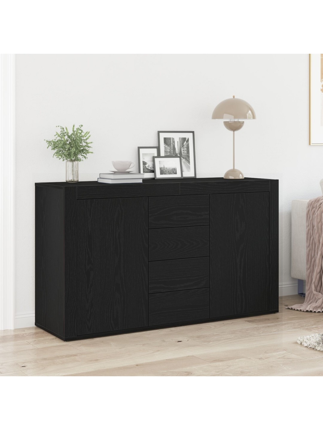 Sivupöytä musta tammi tekninen puu 120 x 36 x 69 cm säilytys