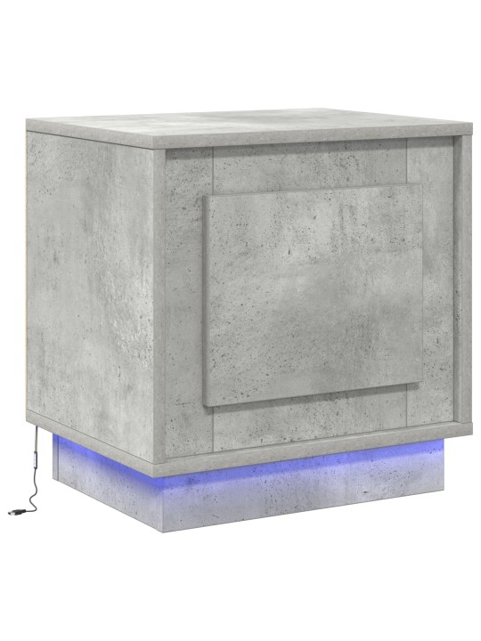 Yöpöytä led-valoilla betoni harmaa 44x34,5x45 cm