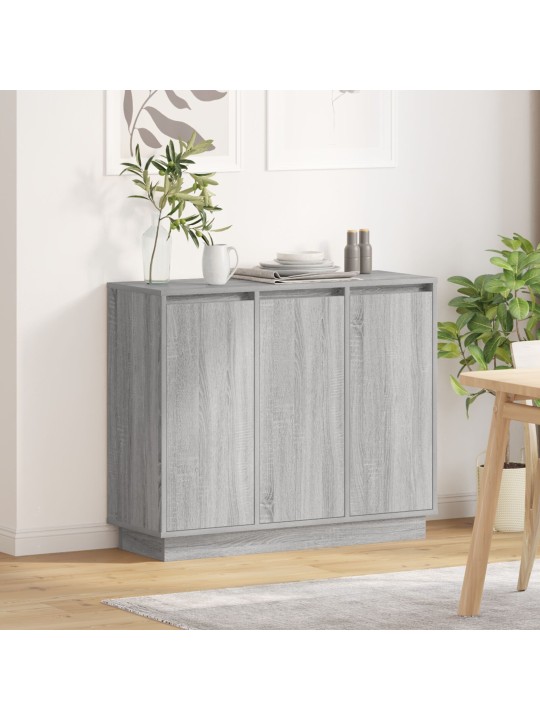 Sivupöytä led-valolla, harmaa sonoma, 90x32x75 cm, tekninen puu