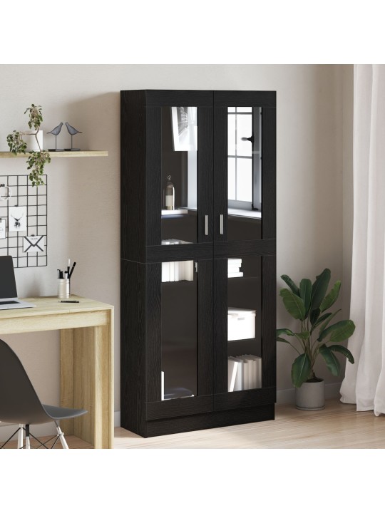 Kirjahyllyt 2 kpl musta tammi 82,5x30,5x185 cm teknisestä puusta