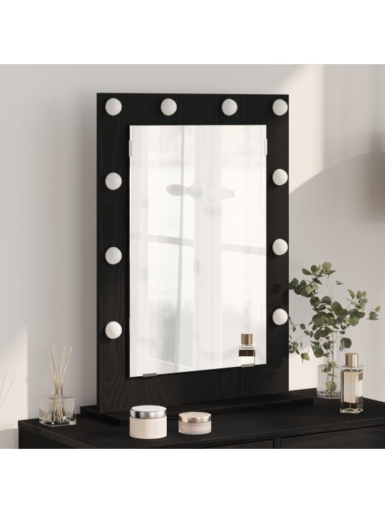 Meikkipesä led-valoilla musta tammi 70x50x18 cm