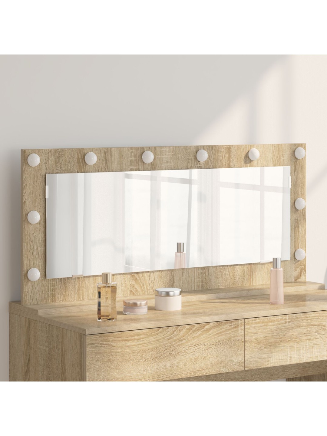 Meikkipöytäpeili led-valoilla sonoma tammi 100x45x18 cm