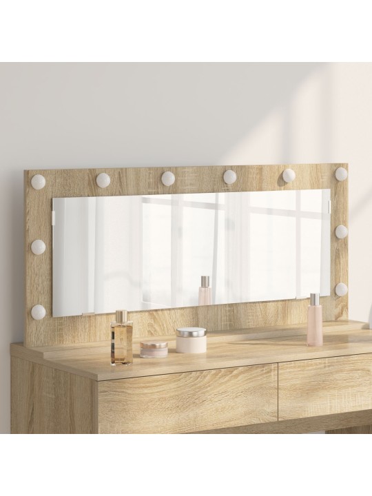 Meikkipöytäpeili led-valoilla sonoma tammi 100x45x18 cm