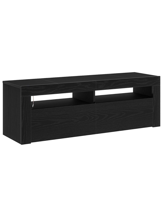 Tv-kaappi led-valoilla musta tammi 120x35x40 cm tekninen puu