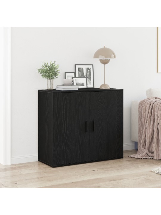 Sivupöytä musta tammi 80x33x70 cm teollinen puu