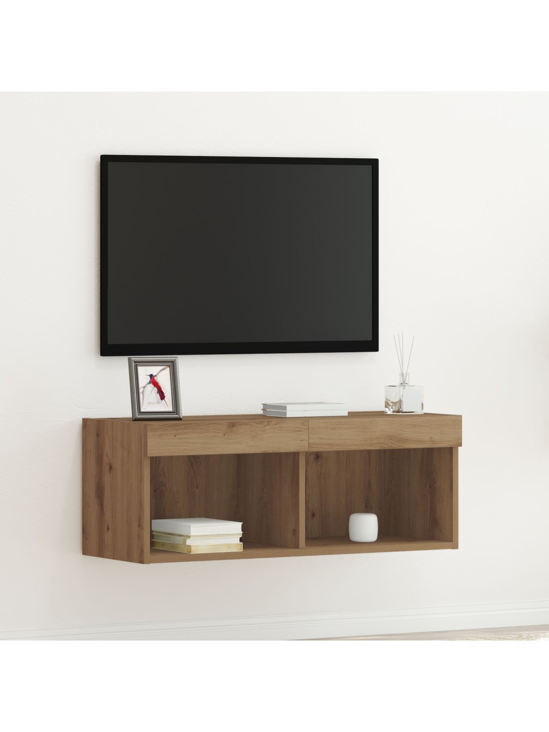 Tv-seinäkaappi led-valoilla artisan tammi 80x30x30 cm