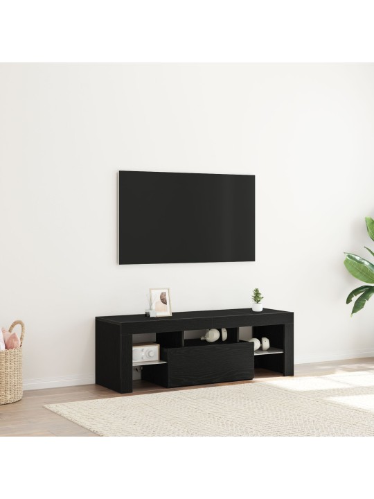 Tv-taso led-valoilla, musta tammi, 120x35x40 cm