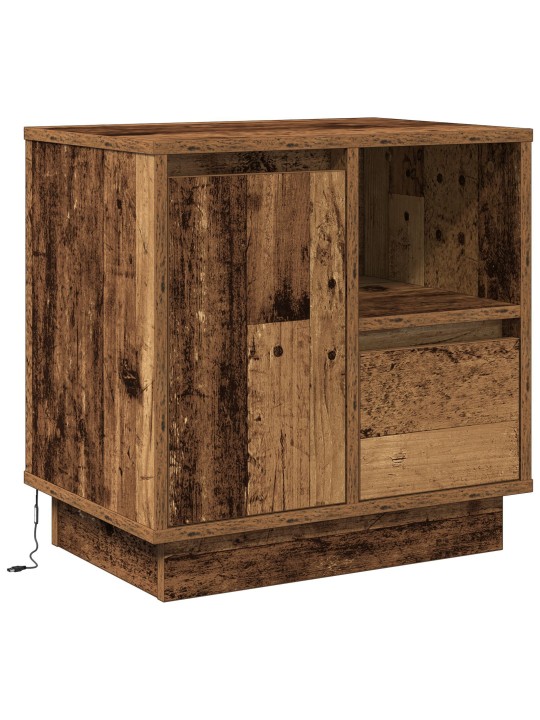 Yöpöydät led-valoilla 2 kpl vanha puu 50x34,5x50 cm