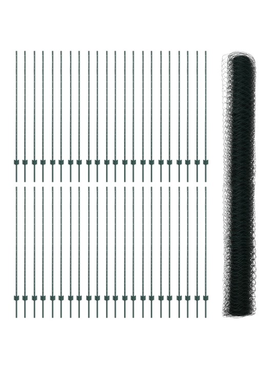 Aitapostit 11 kpl u-kanava vihreä 160 cm teräs