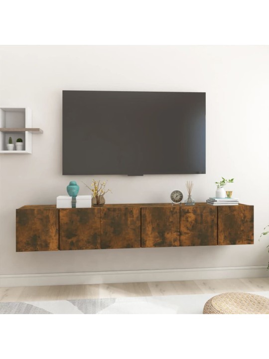 Seinäkiinnitettävät tv-kaapit 3 kpl savutammi 60x30x30 cm