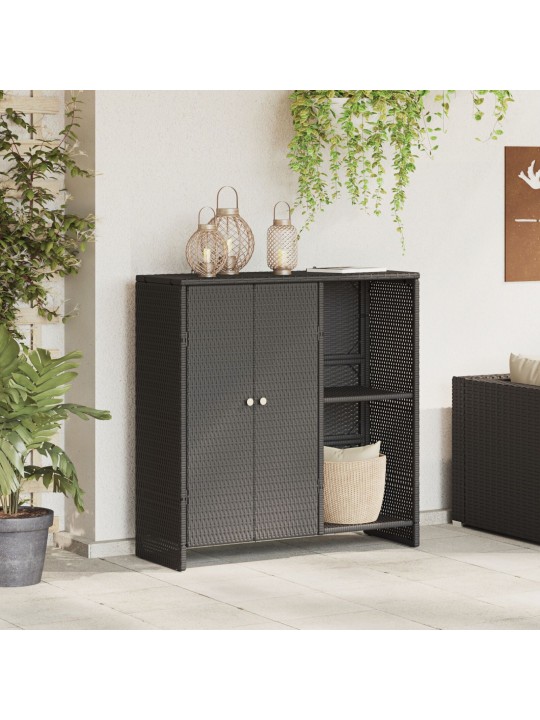 Säilytyskaappi musta 100x36x102 cm rottinki