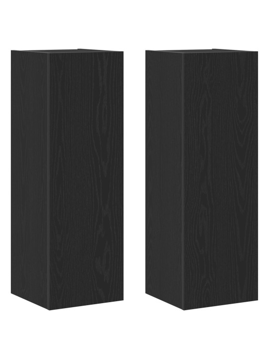 Seinäkiinnitettävät tv-kaapit 2 kpl musta tammi 30,5x30x90 cm teknopuu