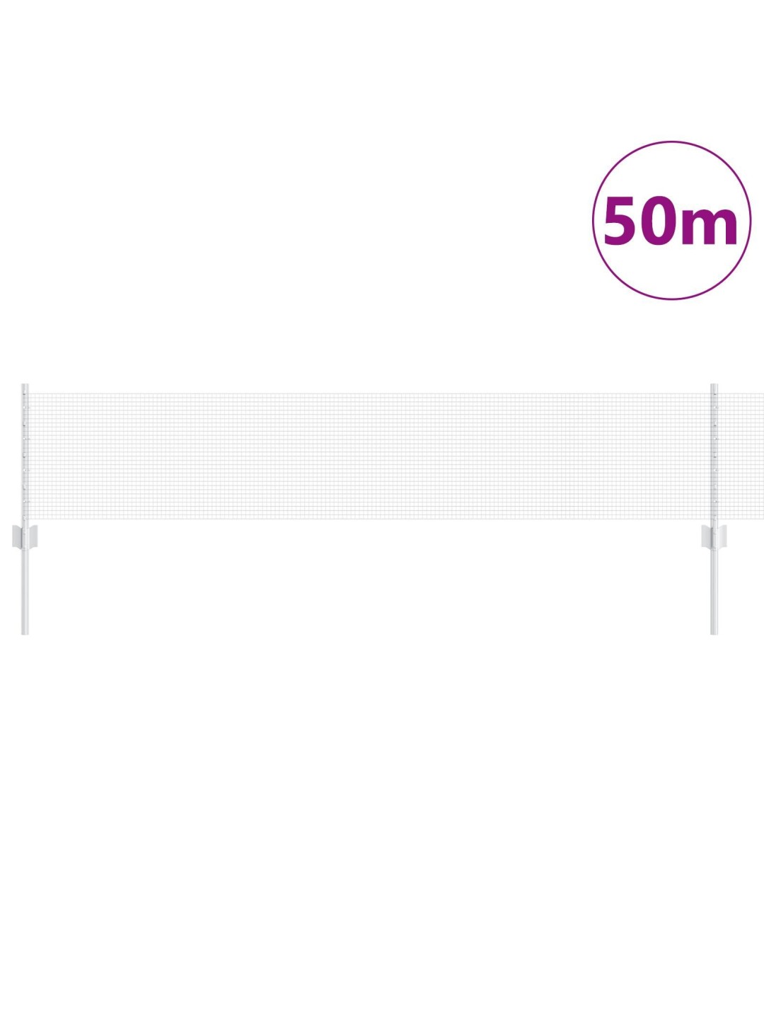 Hitsattu langa-aita 22 u-pylväillä hopea 0.4x50 m teräs