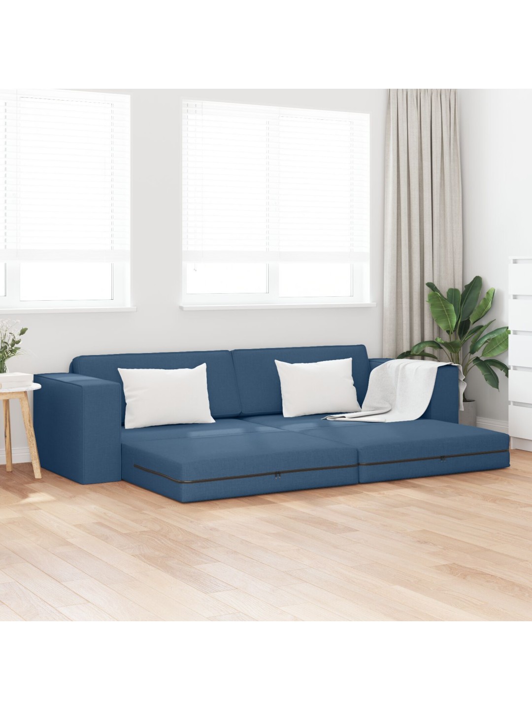 Lattiasohva vuode 2-in-1 sininen 245x150x60.5 cm kangas