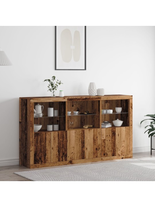 Liitospöytä led-valoilla vanha puu 181.5x37x100 cm käsitelty puu
