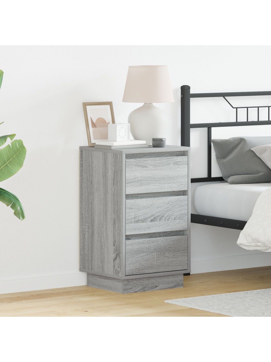Yöpöytä led harmaa sonoma 39x34.5x65 cm tekninen puu