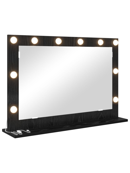 Peili led-valoilla musta tammi 80x55x18 cm