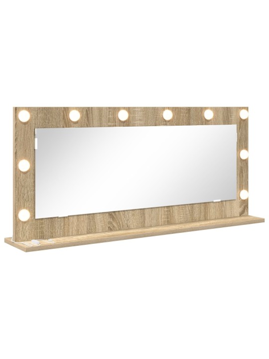 Meikkipöytäpeili led-valoilla sonoma tammi 100x45x18 cm