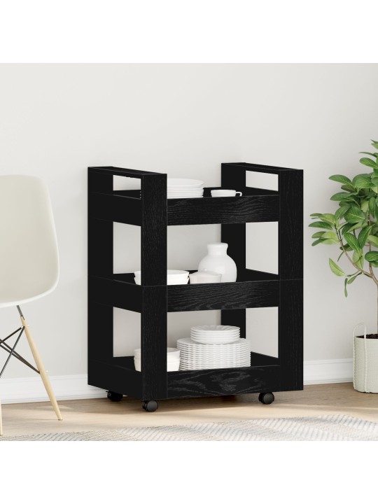 Keittiövaunu Musta tammi 60x45x80 cm Tekninen puu