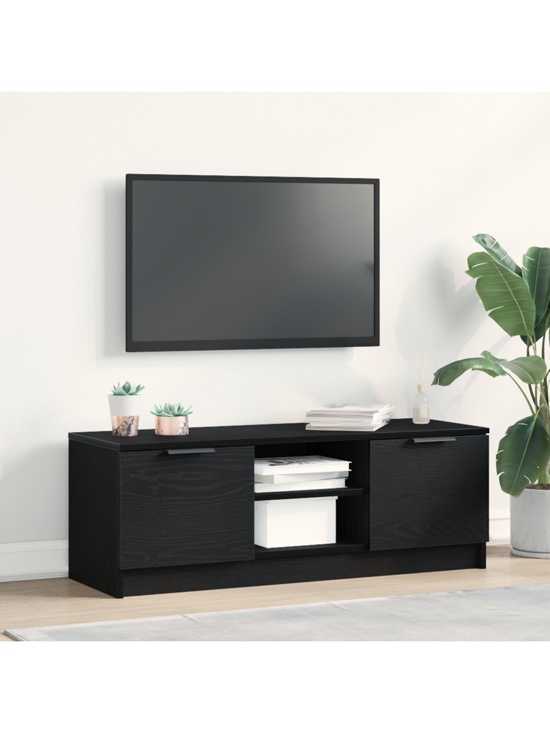 Tv-kaappi musta tammi 102x35x36,5 cm tekninen puu