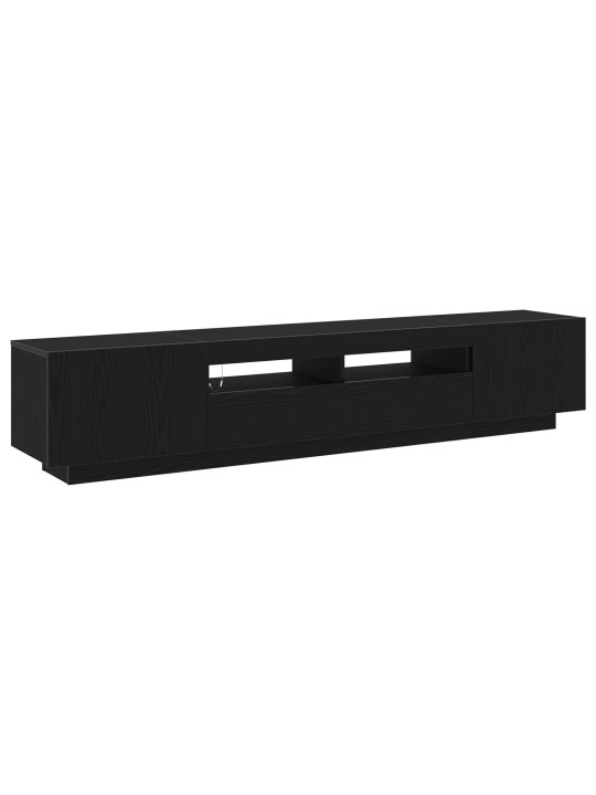 Tv-taso led-valoilla musta tammi 200x35x40 cm teknistä puuta