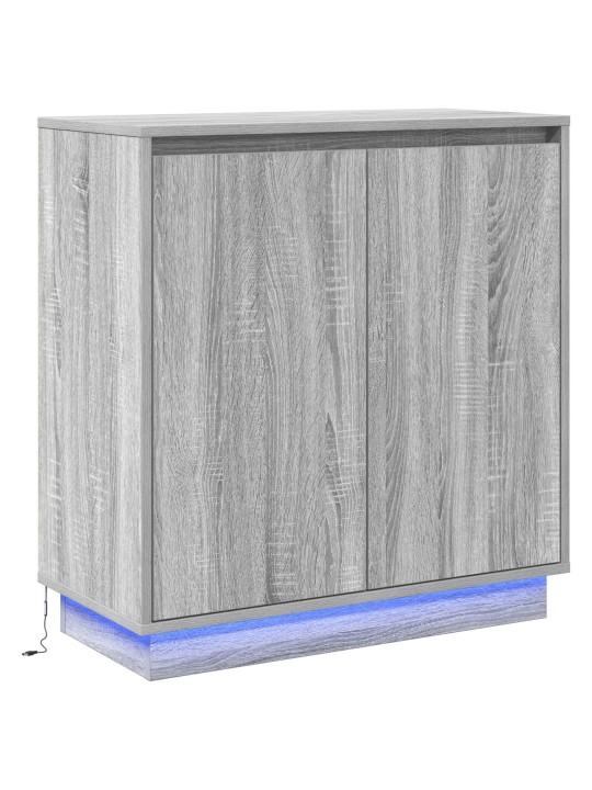 Sivupöytä led-valolla, harmaa sonoma, 71x34,5x75 cm, tekninen puu