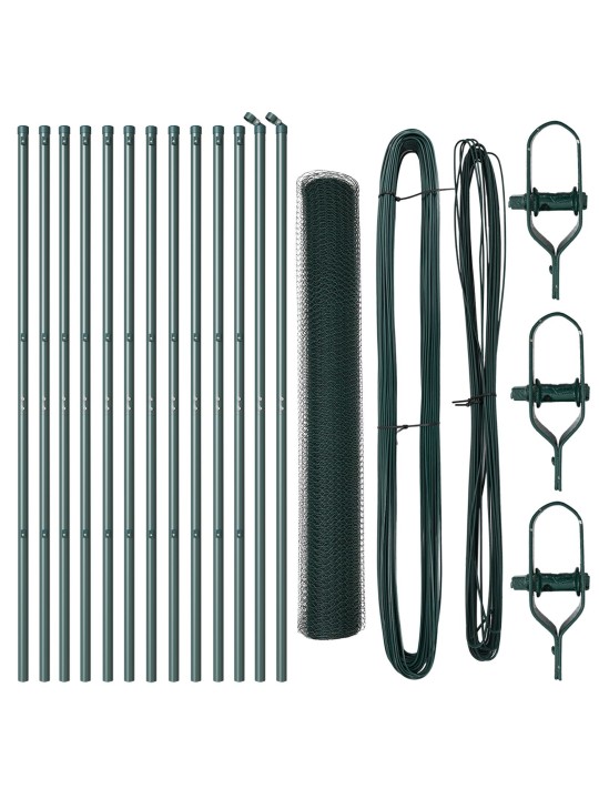 Aitaussetti 2 kpl vihreä pvc-pinnoitteinen teräs 25 x 1,2 m