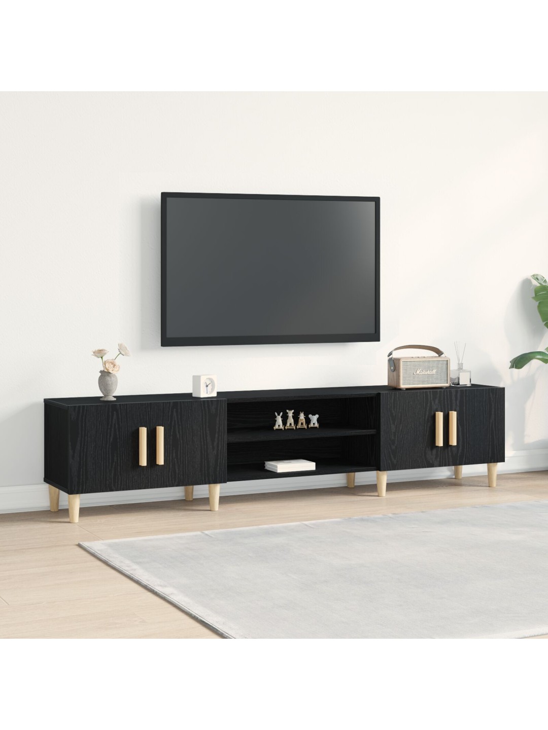 Tv-kaappi musta tammi 180x31,5x40 cm tekninen puu