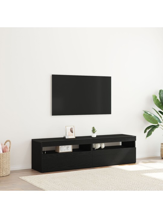 Tv-kaapit led-valoilla 2 kpl musta tammi 75x35x40 cm tekninen puu