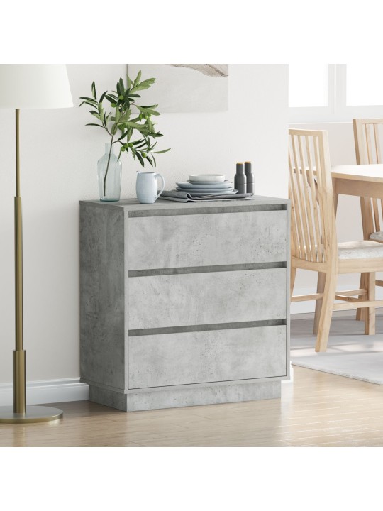 Yöpöytä led-valolla, betoni harmaa 71x34,5x75 cm keinotekoinen puu