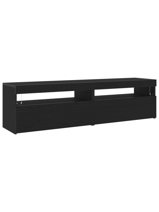 Tv-kaapit led-valoilla 2 kpl musta tammi 75x35x40 cm tekninen puu
