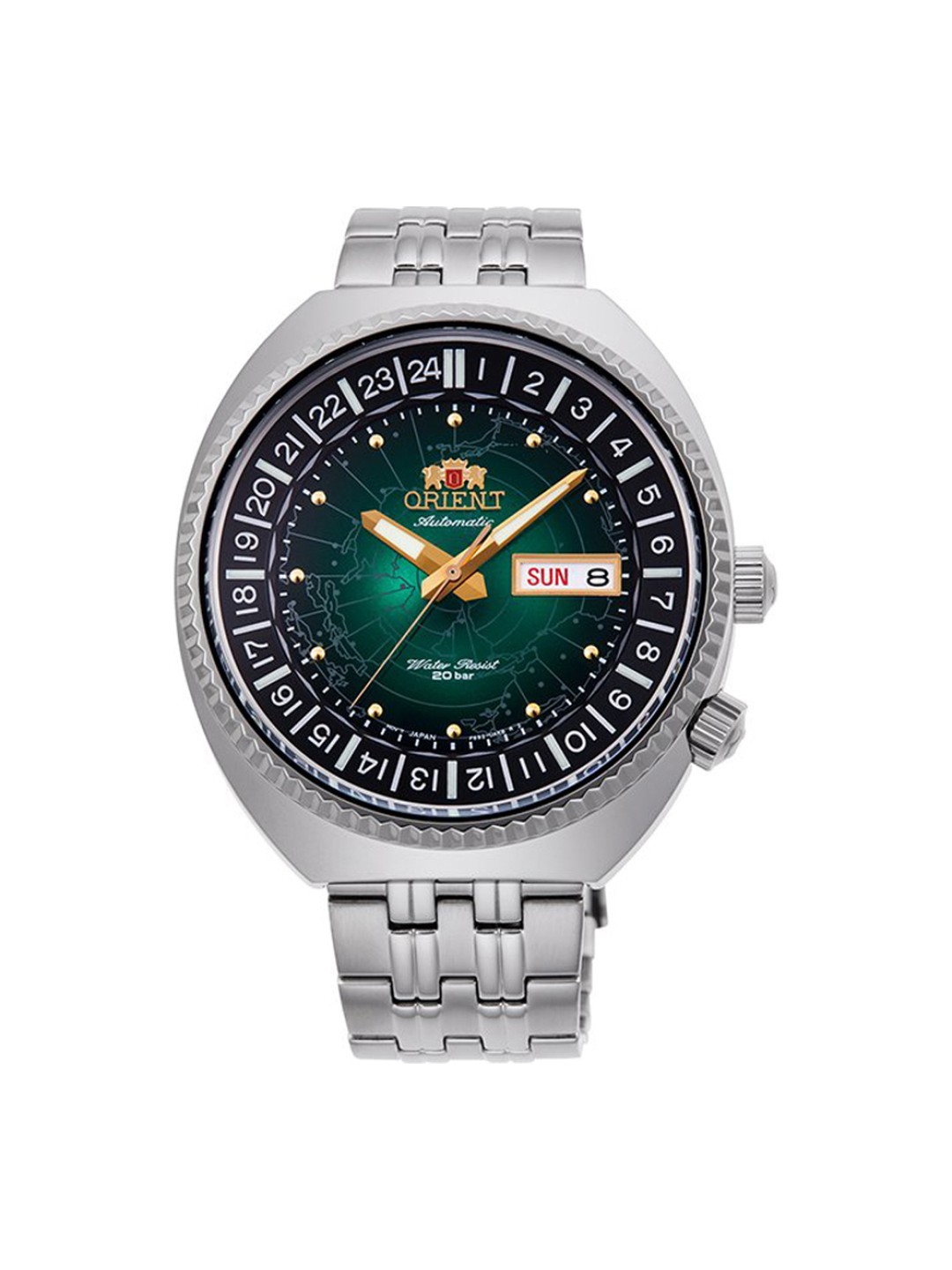 Orient World Map Revival Automatic RA-AA0E02E39B Miesten Rannekello