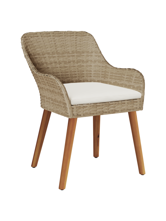 5-osainen puutarhan ruokailusetti beige polyrottinki