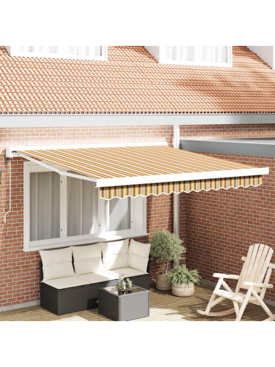 Automaattinen sisäänvedettävä markiisi moniväriraitana 300x250 cm