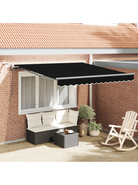 Automaattinen sisäänvedettävä markiisi led-valolla musta 300x250 cm