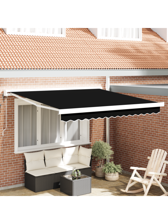 Musta 300x250 cm automaattinen sisäänvedettävä markiisi