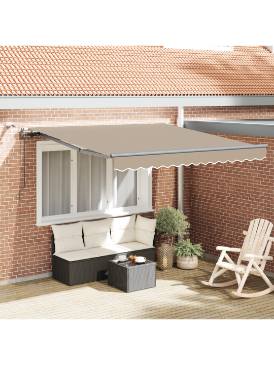 Automaattinen sisäänvedettävä markiisi led:llä beige 300x250 cm