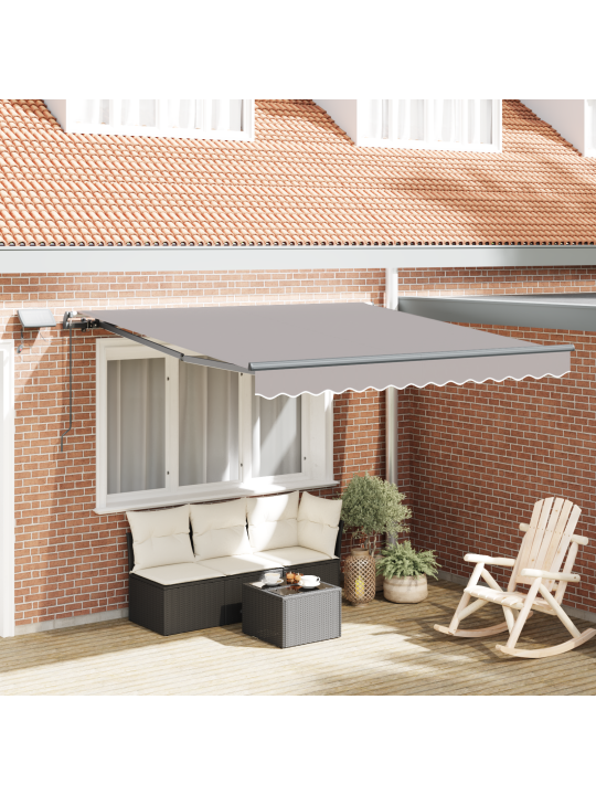 Manuaalinen sisäänvedettävä markiisi led vaaleanharmaa 300x250 cm