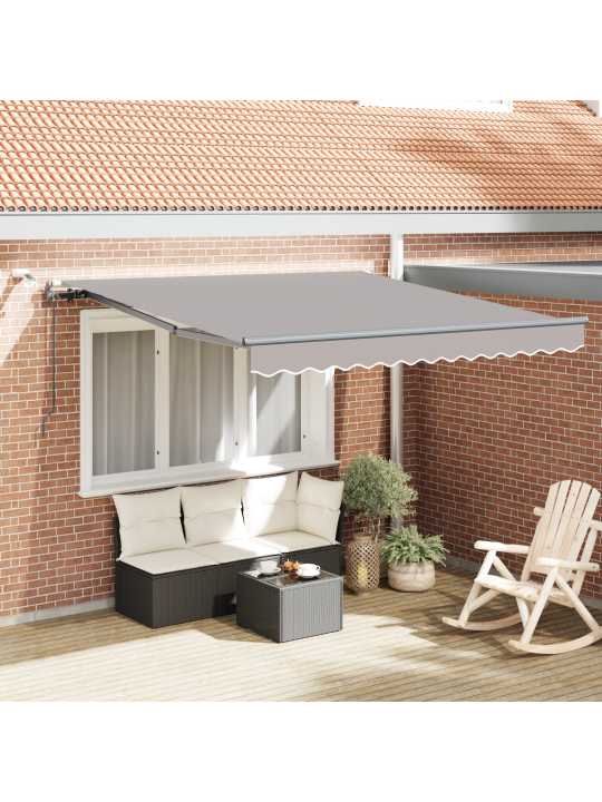 Automatisoitava sisäänvedettävä markiisi led-valolla vaaleanharmaa 300x250 cm