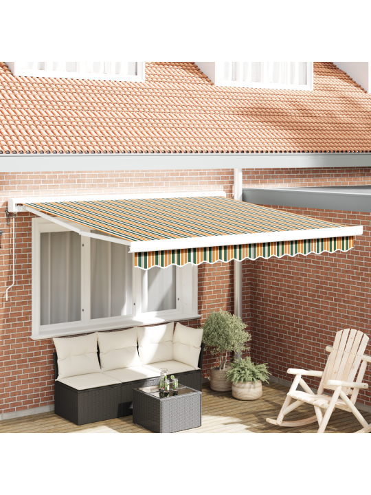 Automaattinen sisäänvedettävä markiisi vihreä ja keltainen 300x250 cm