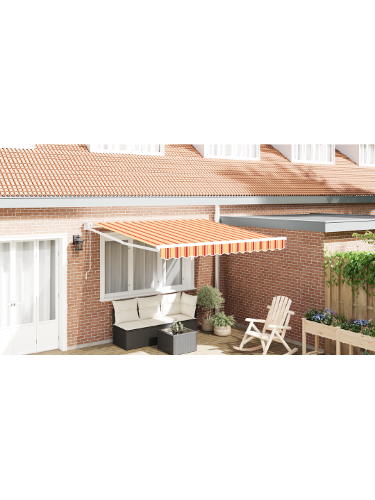 Automattisesti sisäänvedettävä markiisi keltainen ja oranssi 350x250 cm