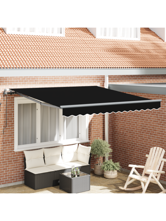 Automattisesti sisäänvedettävä markiisi musta 350x250 cm