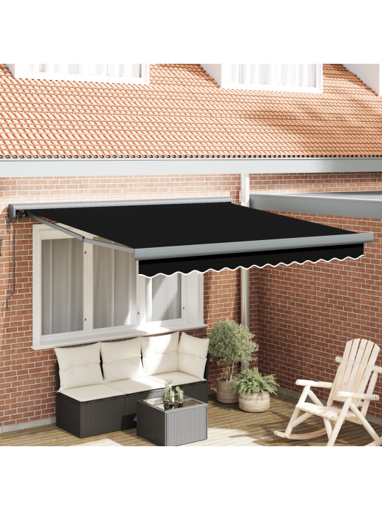 Automaattinen sisäänvedettävä markiisi musta 350x250 cm
