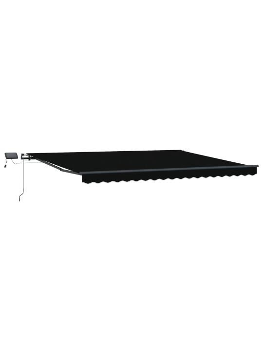 Vidaxxl manuaalinen sisäänvedettävä markiisi led valolla musta 400x350 cm, vidaxxl markiisin vaihto-osat 4x3.5 m kehikko musta